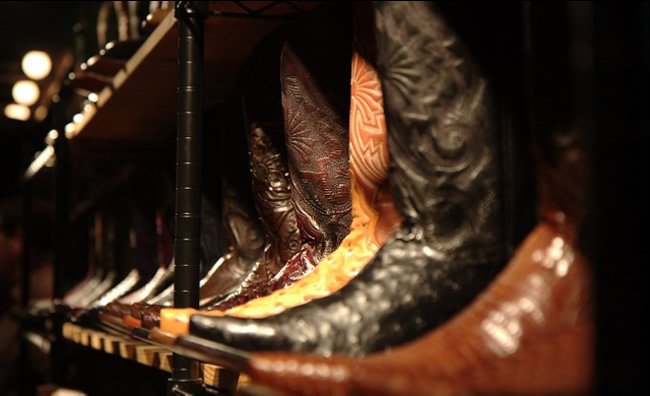 Store display of cowboy boots