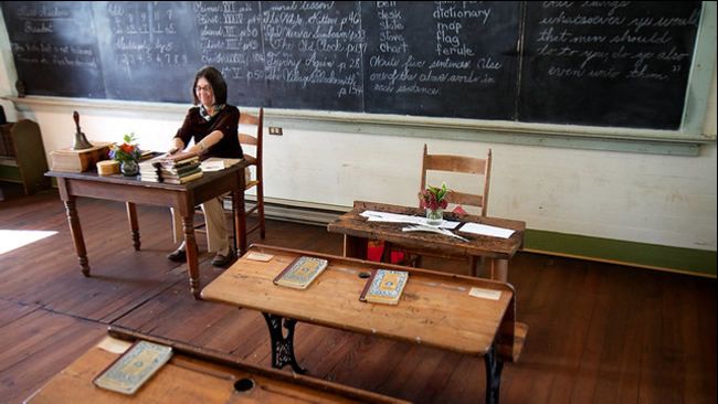Interior of a one room schoolhouse