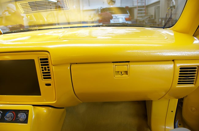 Glove box of vintage car