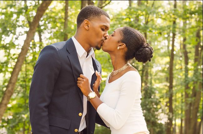 Newlyweds kissing